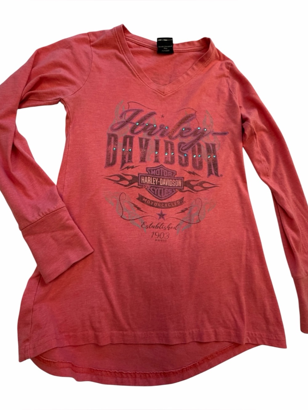 Harley-Davidson graphic tee -Rhinestones-Extended Cuff-Bad Lands-Size XS